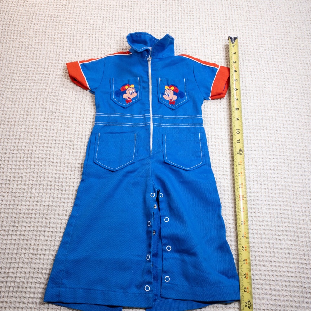 Vintage 1978 Walt Disney Mickey Mouse Blue Jumpsuit Romper 12 Months 16984